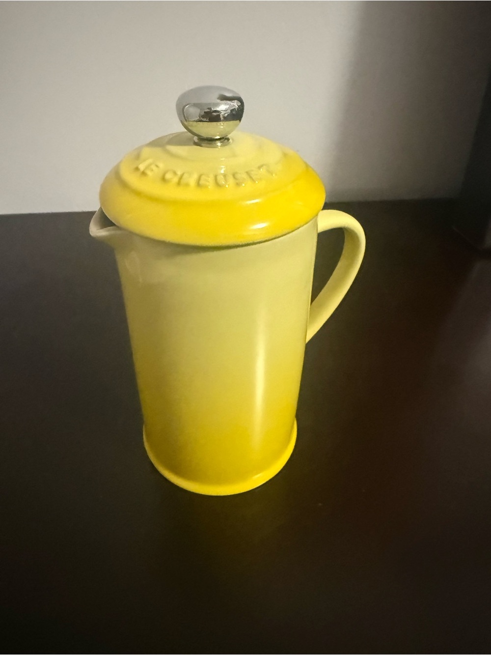Le Creuset Yellow Stoneware Coffee Press with Stainless Knob